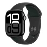 Apple Watch Series 10 GPS + Cellular 46mm Jet Black Aluminium Case with Black Sport Band M/L