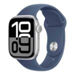 Apple Watch Series 10 GPS 46mm Silver Aluminium Case with Denim Sport Band -S/M