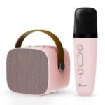 Inbase Boom Box Bluetooth Speaker With Wireless Karaoke Mic, Pink